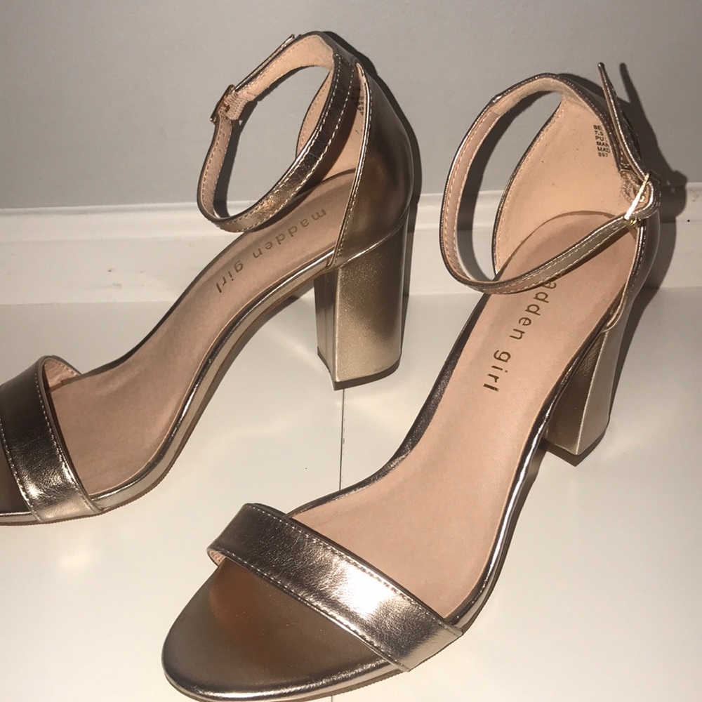 madden girl gold block heels